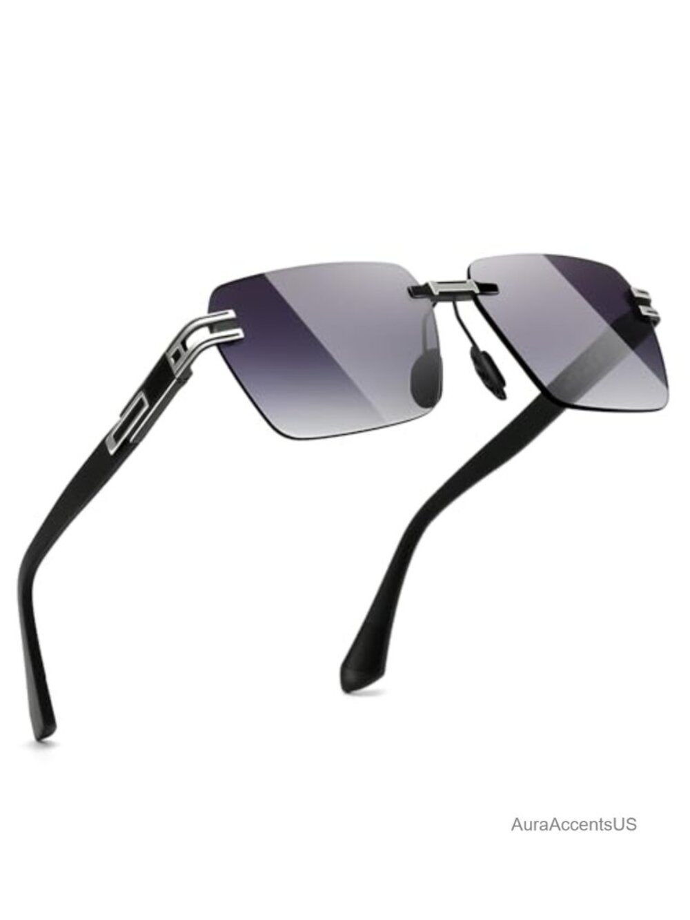 Rimless Rectangle Sunglasses Frameless UV400 Alloy Metal AntiSlip